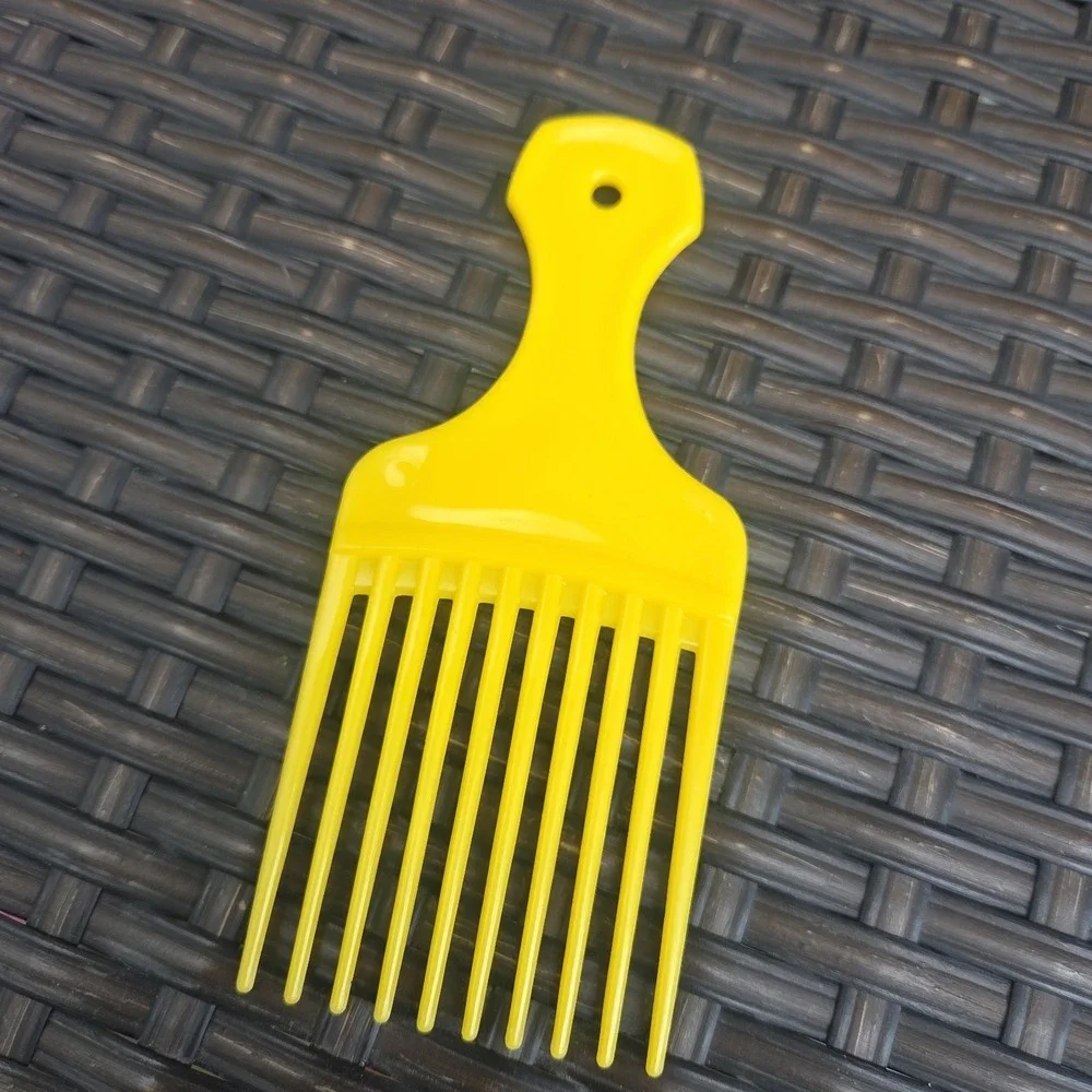 Small Vtg 1990s USA Color Dip Hair Pick Lift Comb Bright Yellow 5